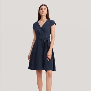 Elegant Silk Navy Wrap Dress
